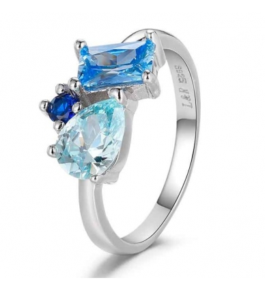 Anillo Plata Piedras Azules