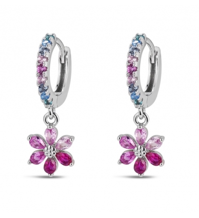 Pendientes Aros Flor Plata Ley