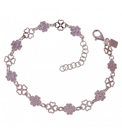 Pulsera Plata Trebol Calada