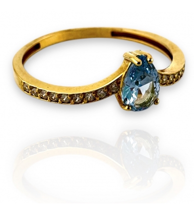 Anillo Oro 18k Topacio Azul